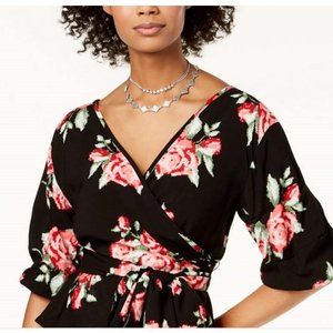 🔖The Edit by Seventeen Floral Wrap Top, M, NWT